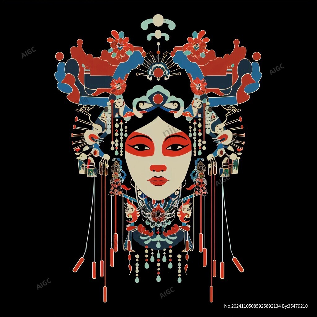 京劇花旦插畫