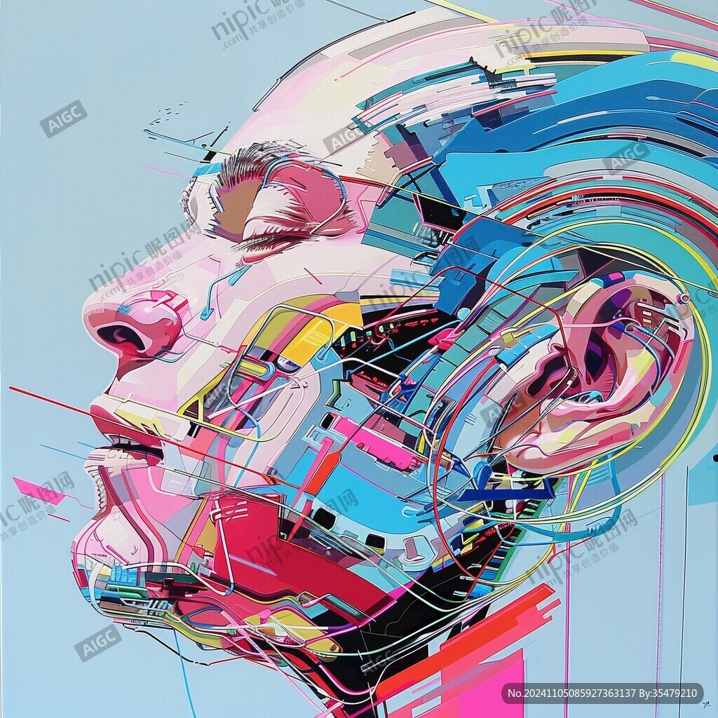 扭曲人像插畫