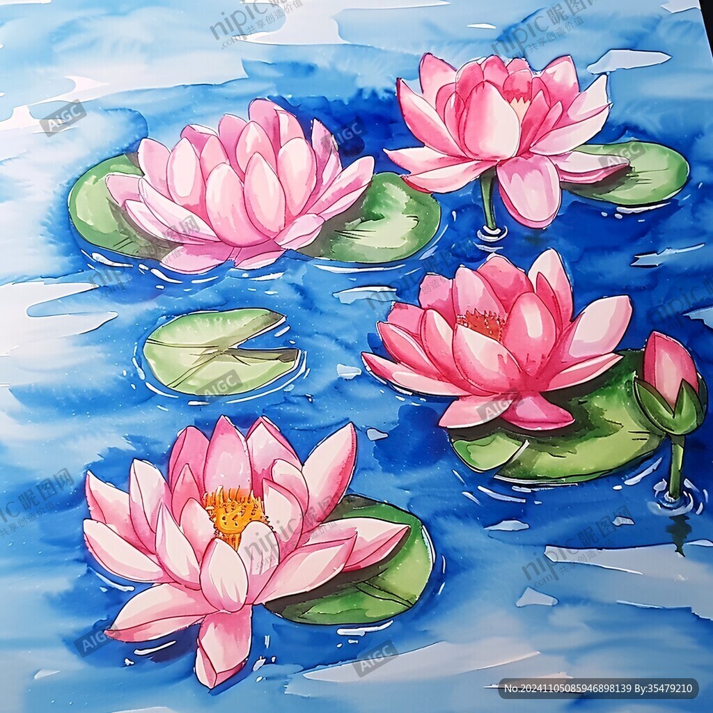 水粉了蓮花