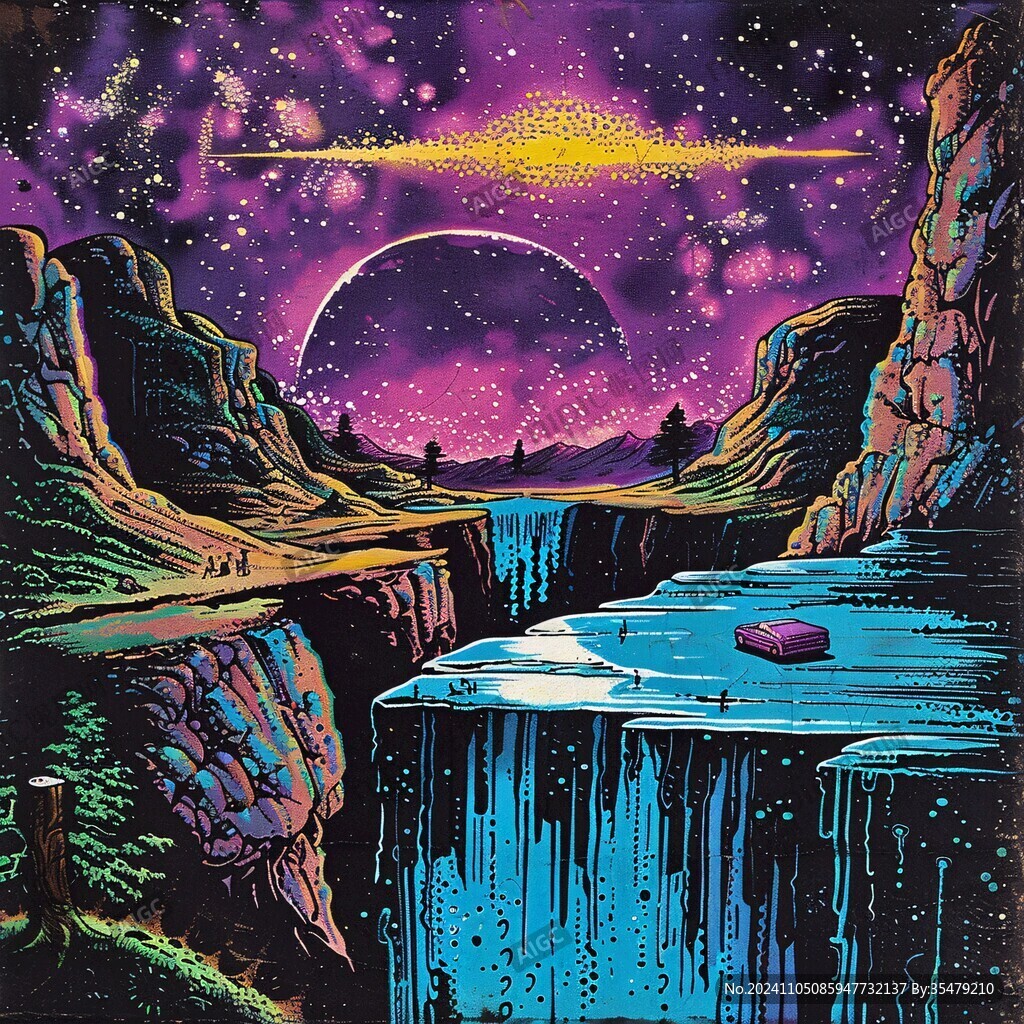 粉紅色的外星洞穴和河流
