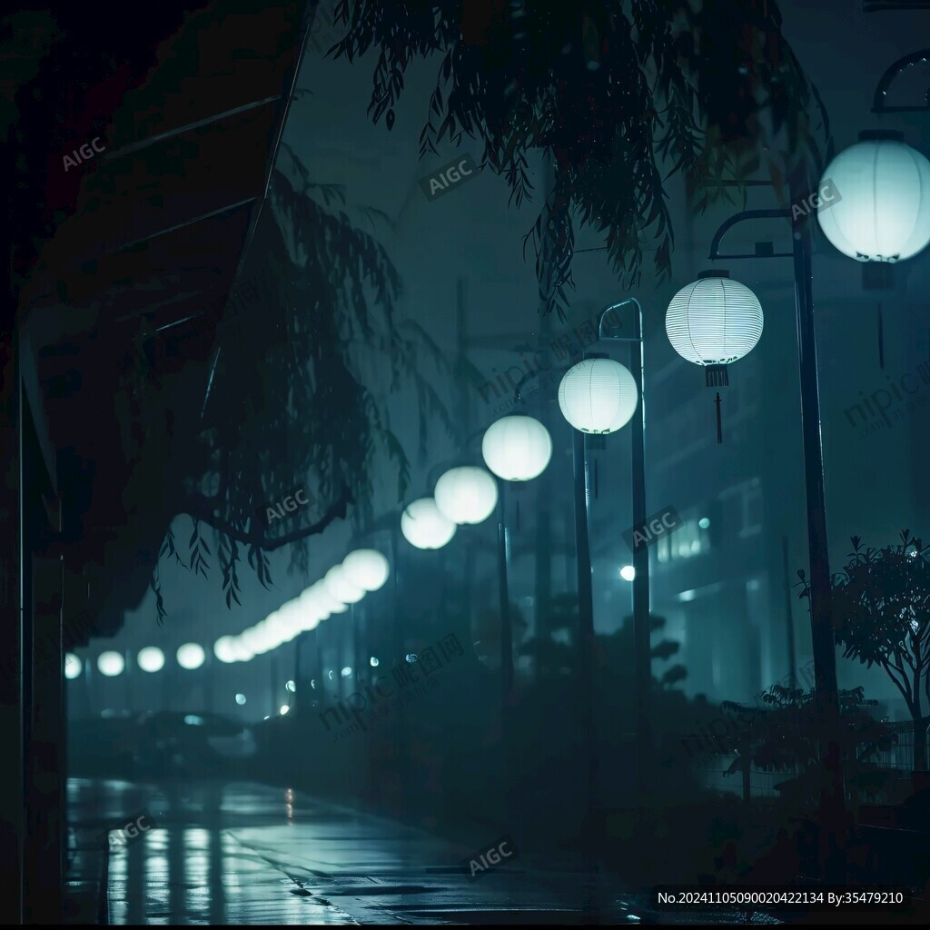夜晚路邊裝飾燈球
