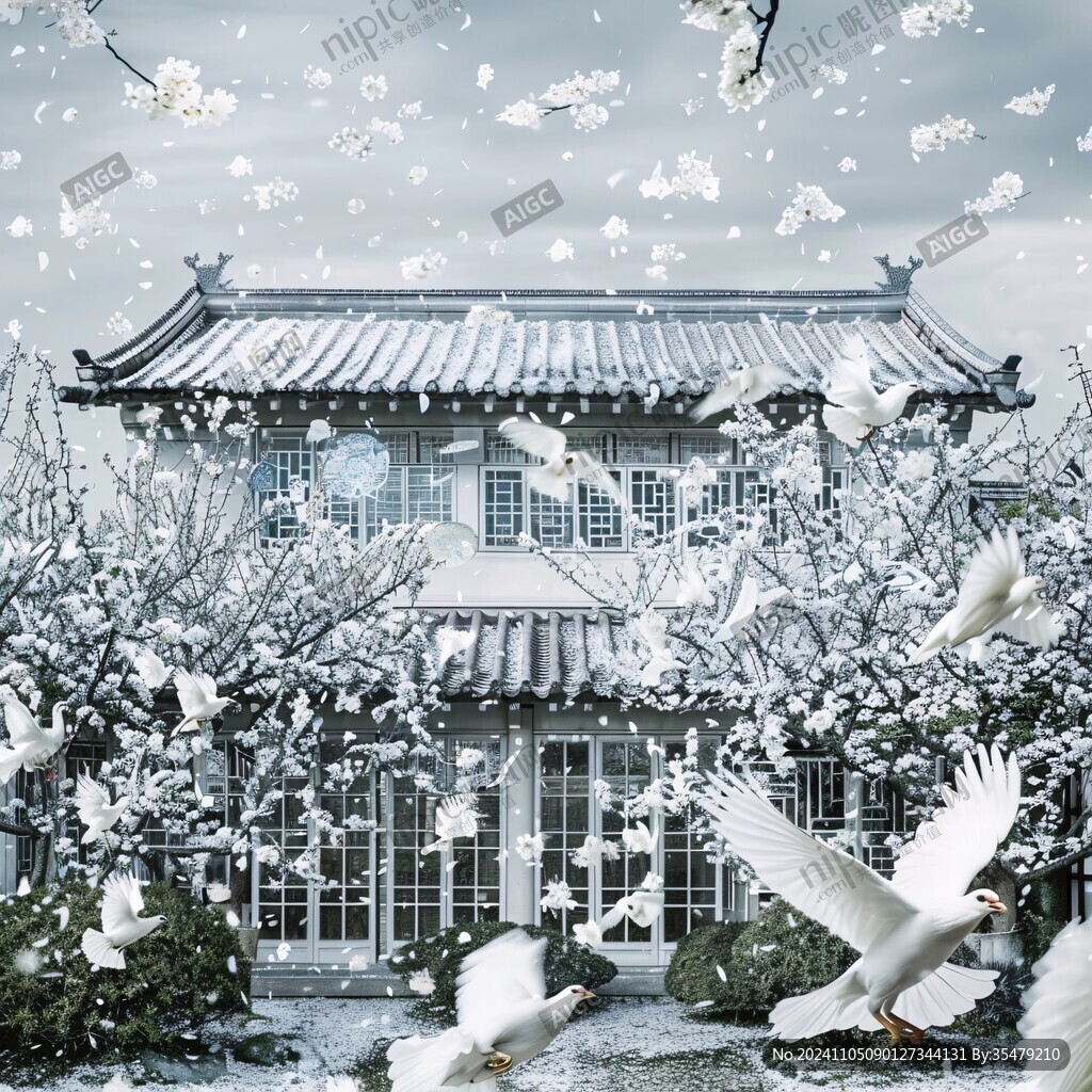 新中式花鳥建筑