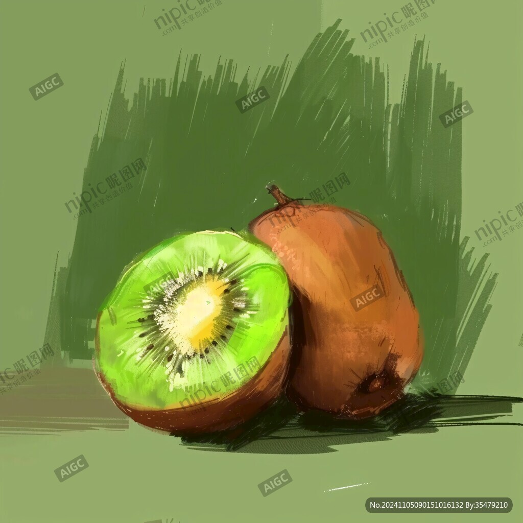 奇異果插畫彩繪