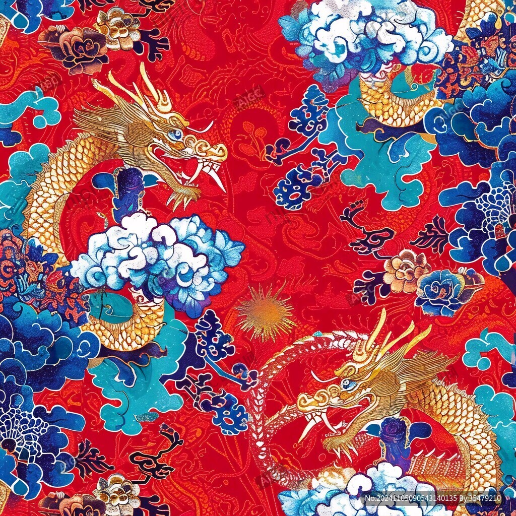 布料印花龍年圖案