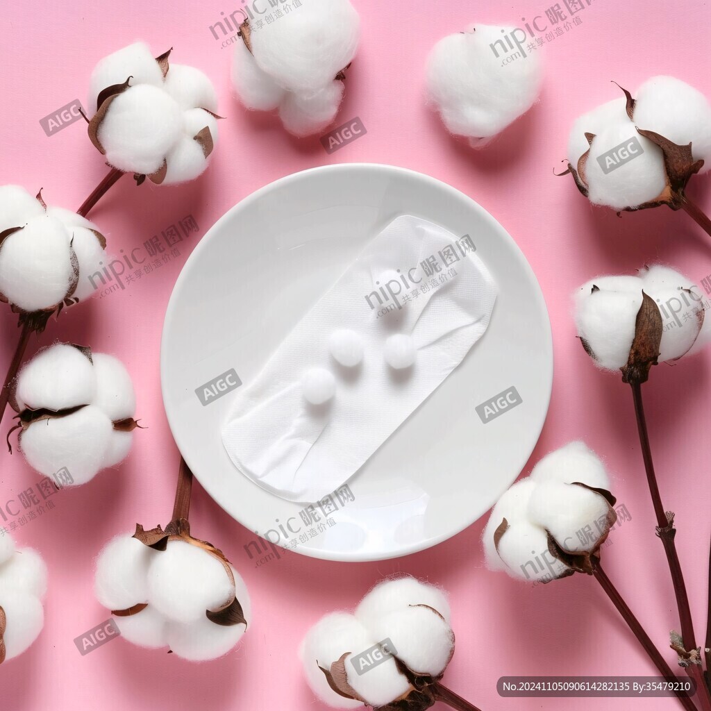 擺成圓形的棉花