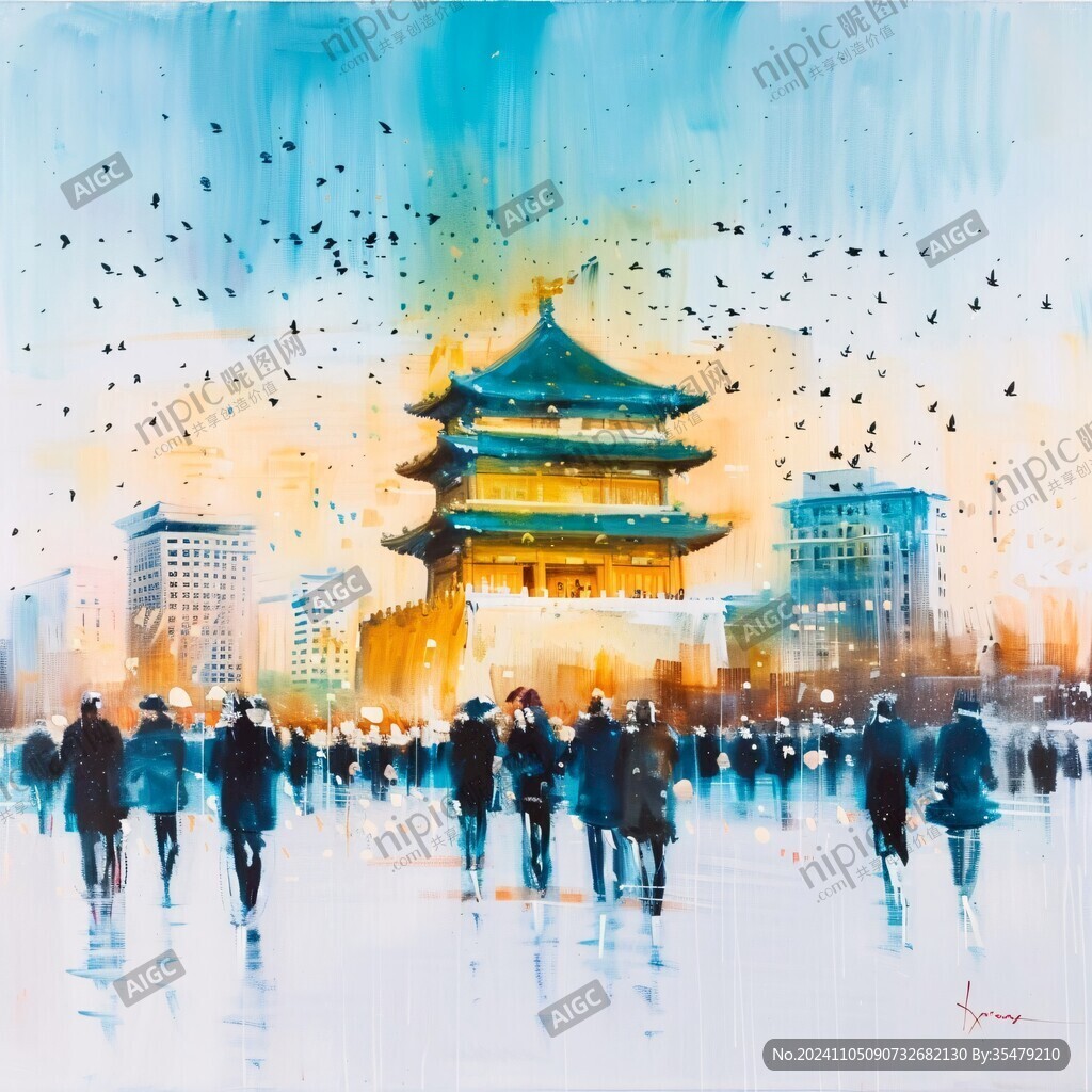原創(chuàng)水彩古都風(fēng)光