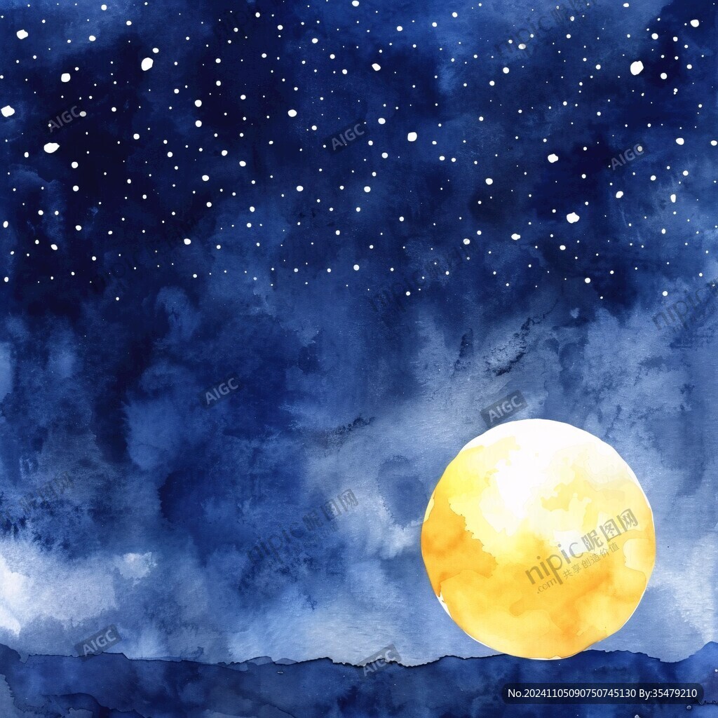 月球星空插畫