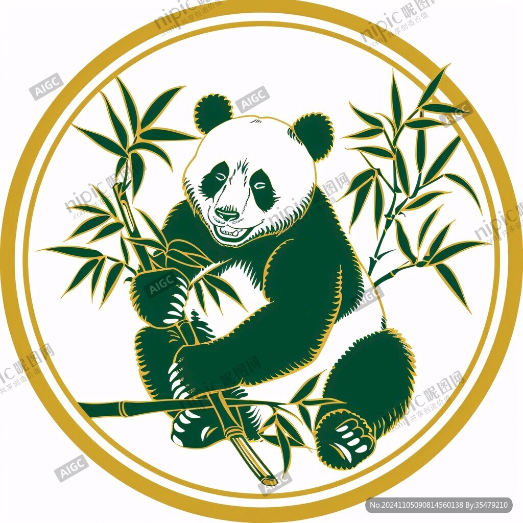 熊貓圓形插畫