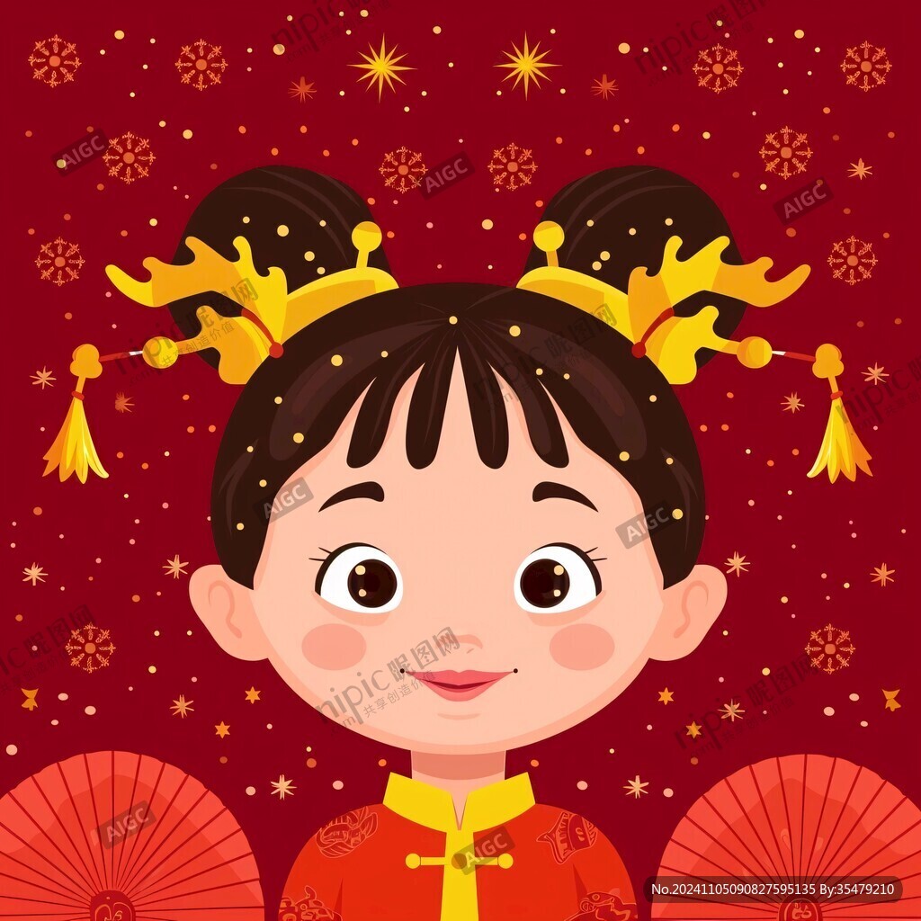 喜慶新年拜年女孩