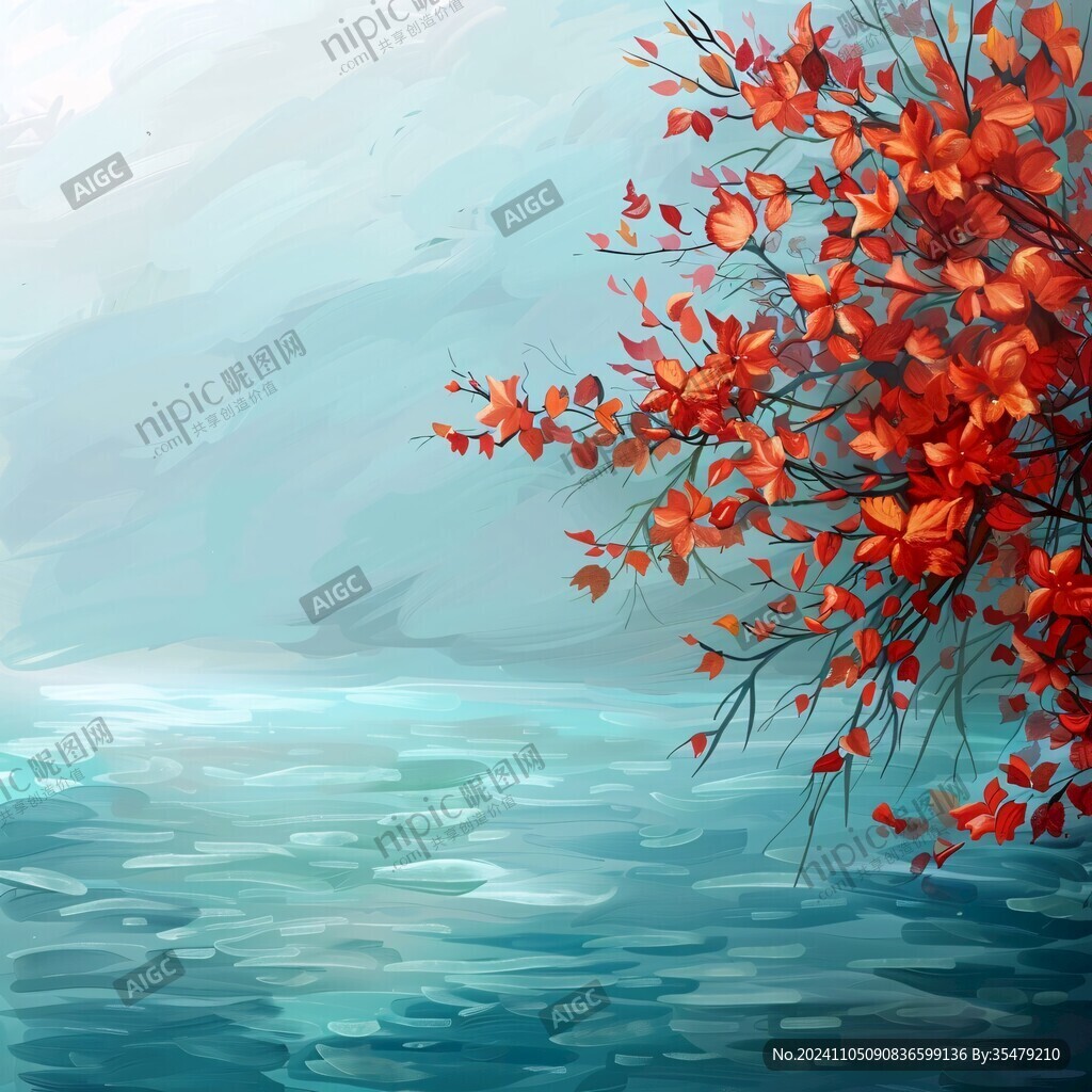 唯美紅葉插畫