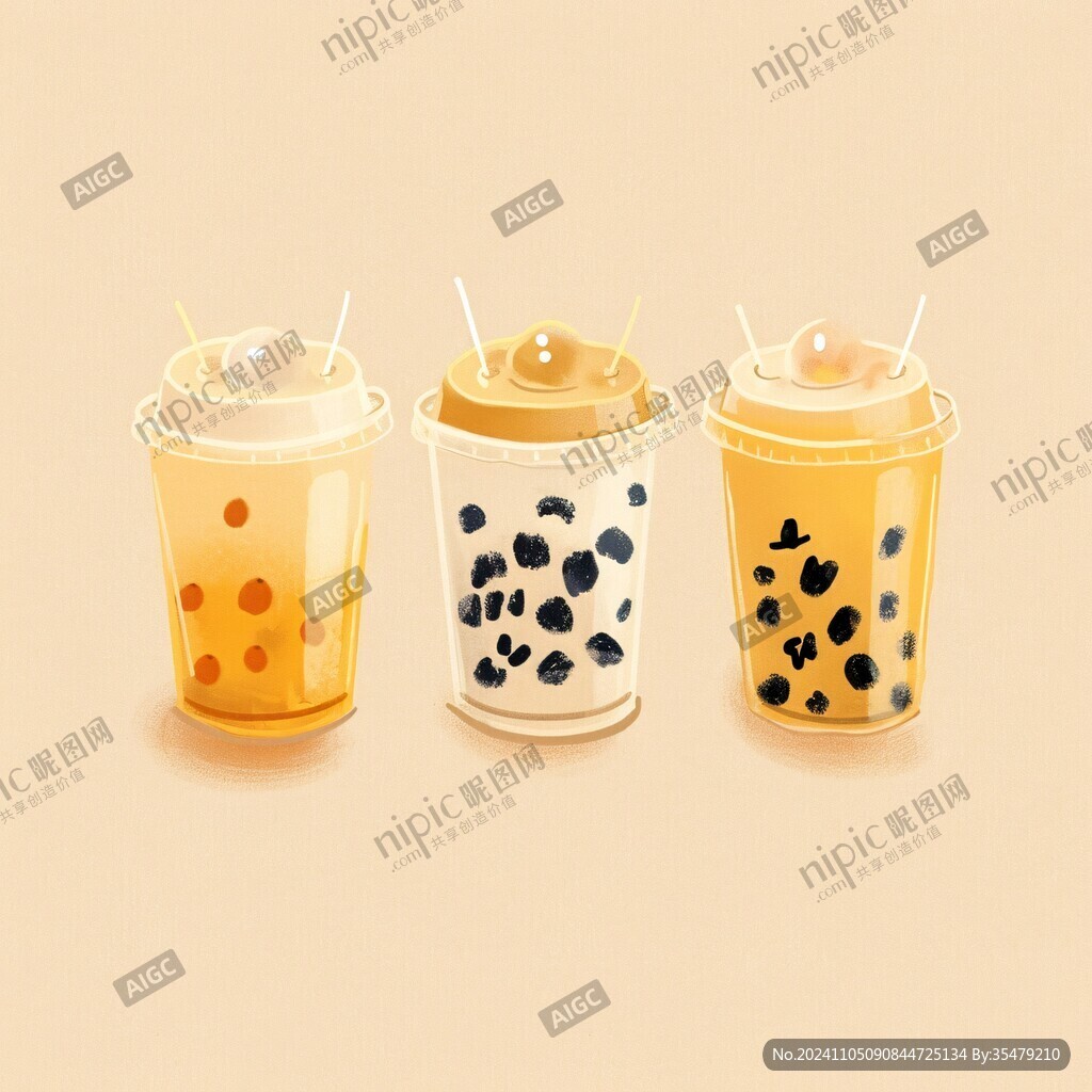手绘珍珠奶茶 手绘珍珠奶茶