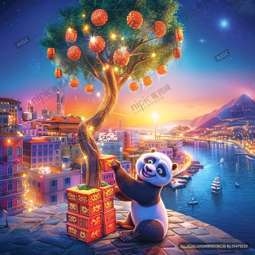 中國風圣誕熊貓