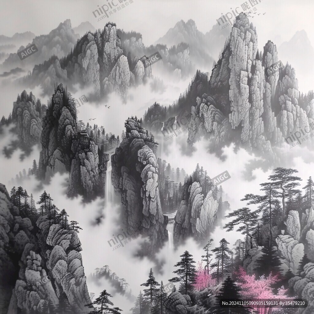 山水畫壁紙墻紙