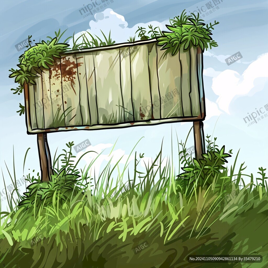 草地木牌