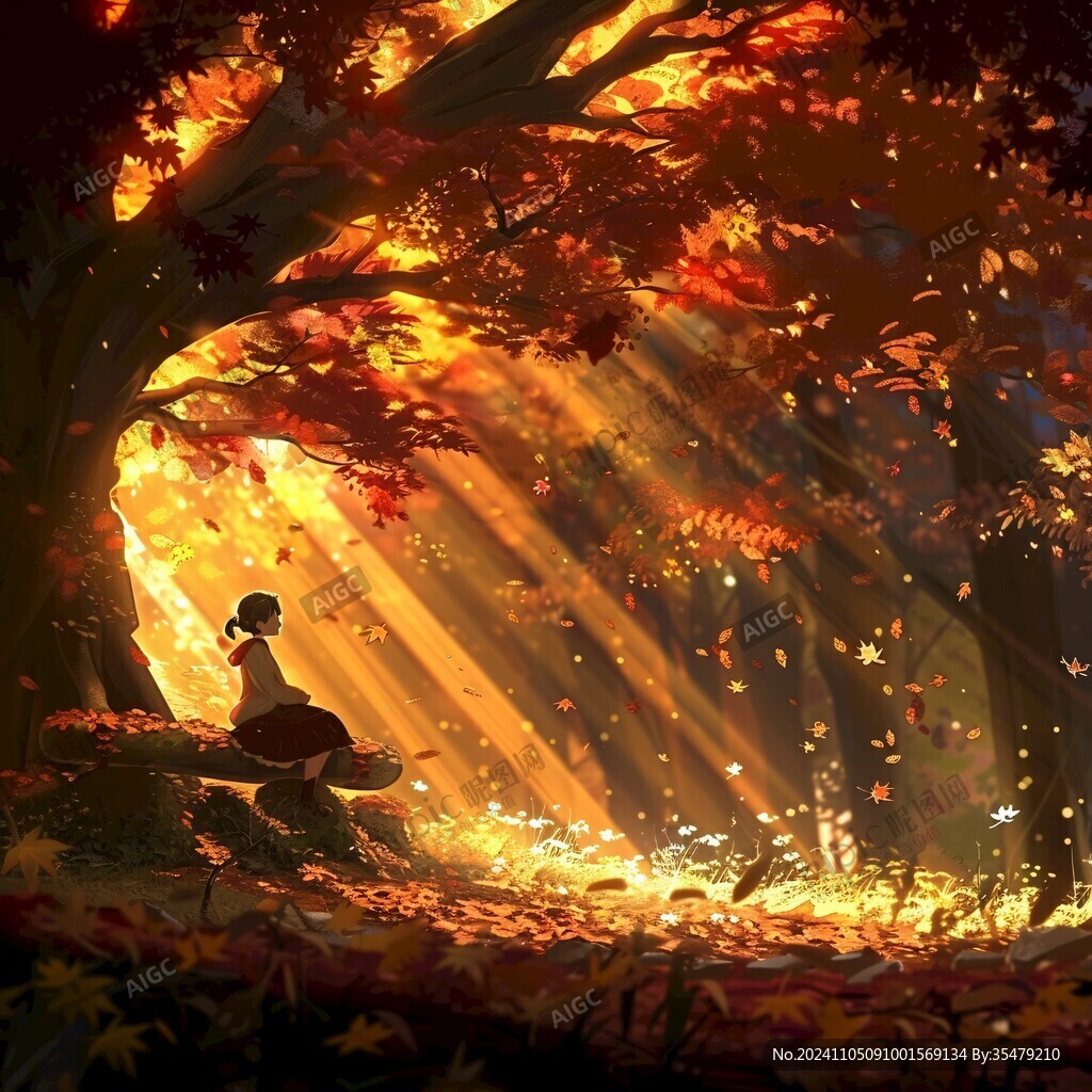 秋天治愈插畫