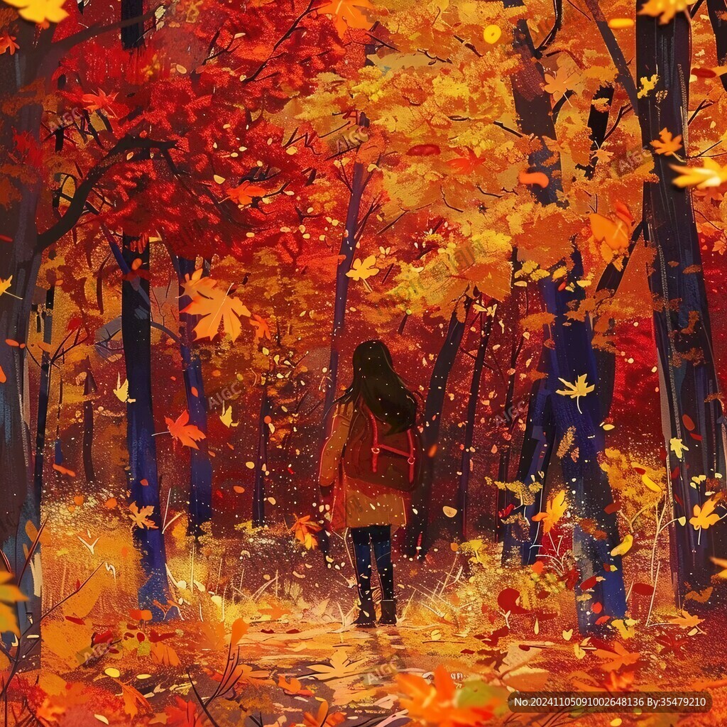 秋天治愈插畫