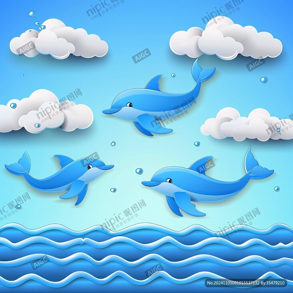 鯨魚(yú)海豚插畫(huà)