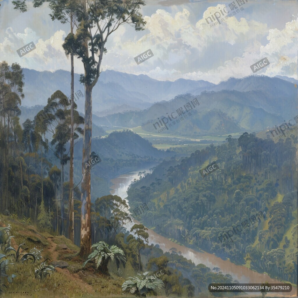 山川河流油畫