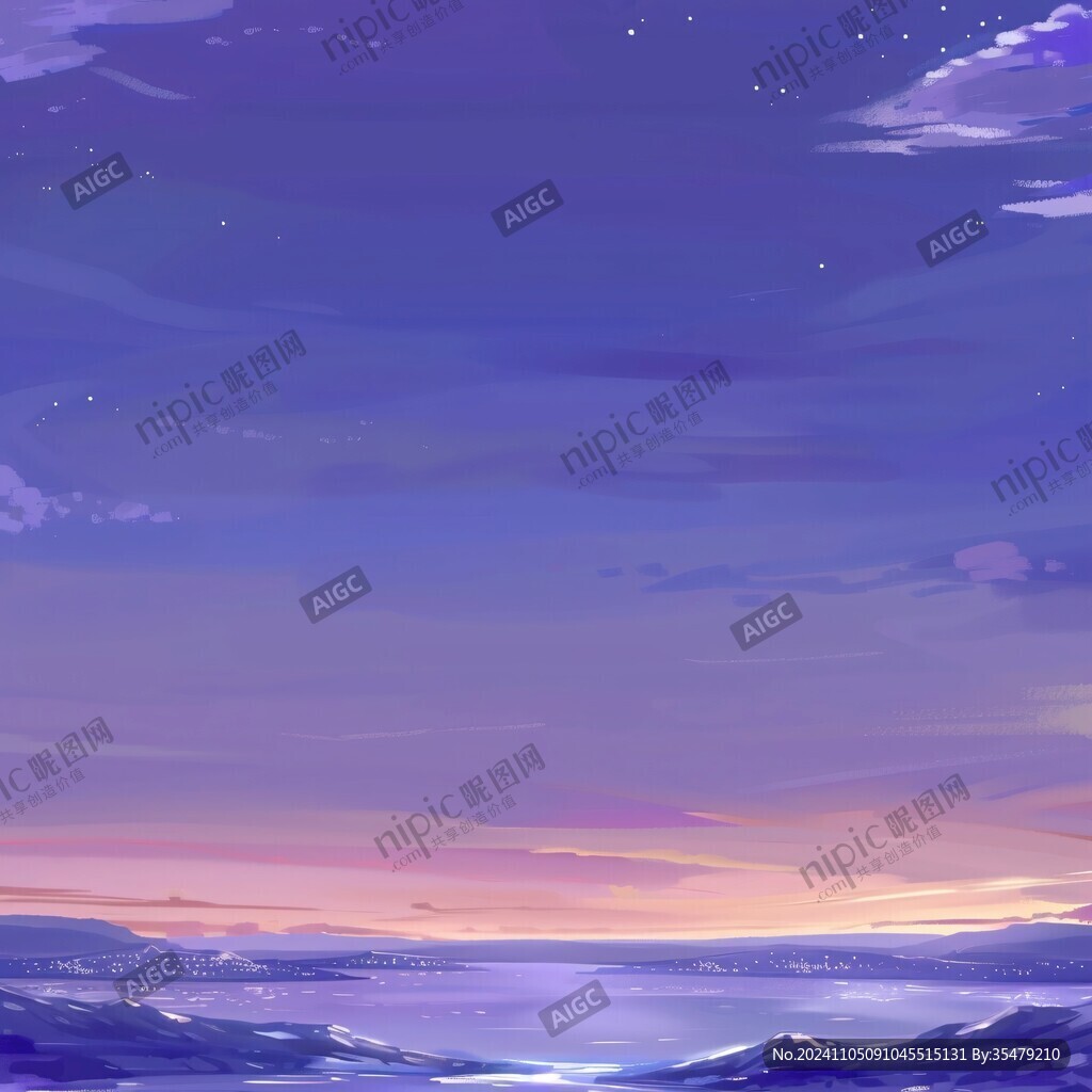 手繪紫色星空插畫