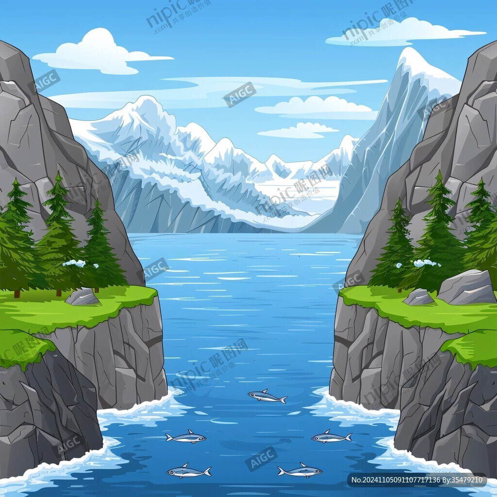 自然山峰河流景觀