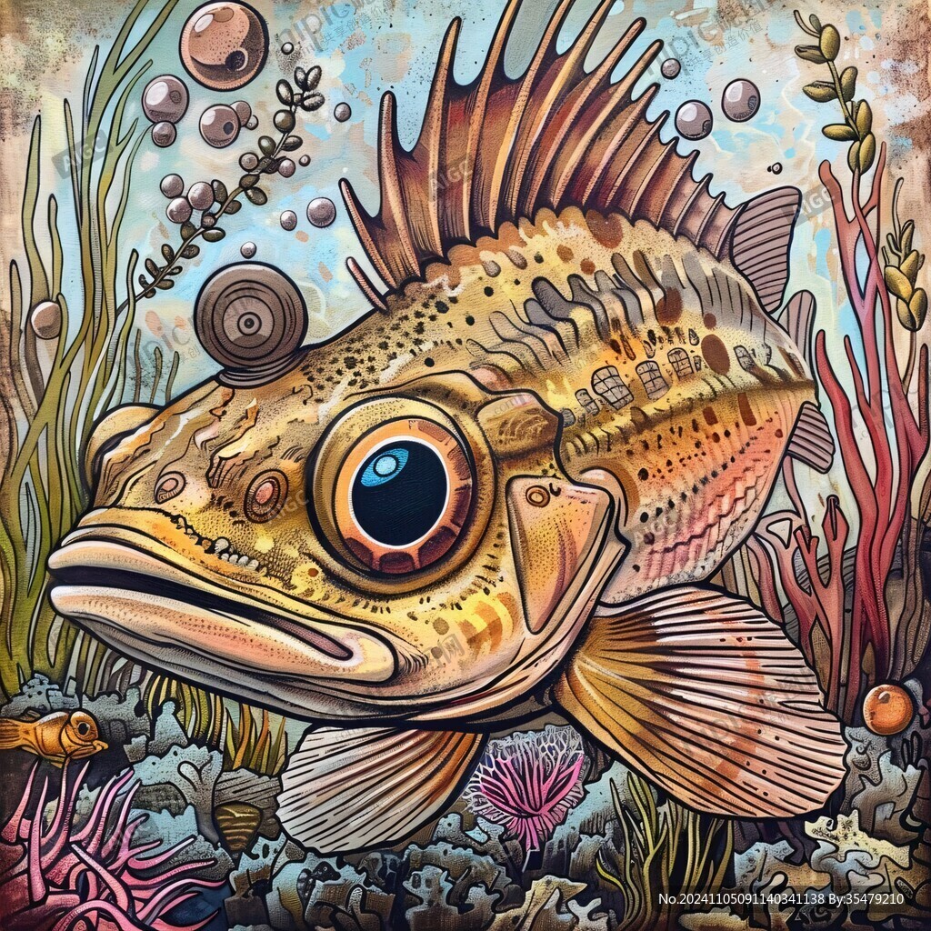 深海魚手繪插畫