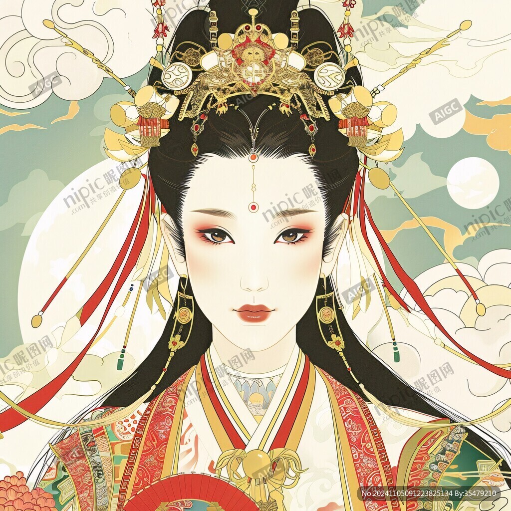 手繪國(guó)潮皇后