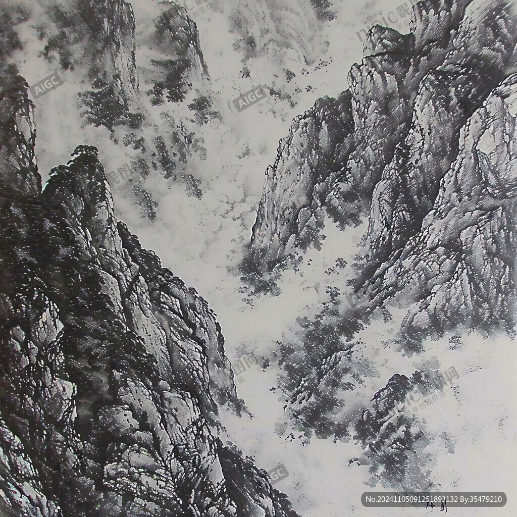 素描山水畫