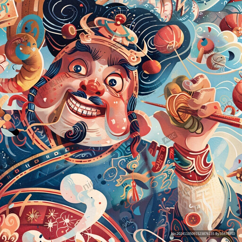 國潮門神插畫