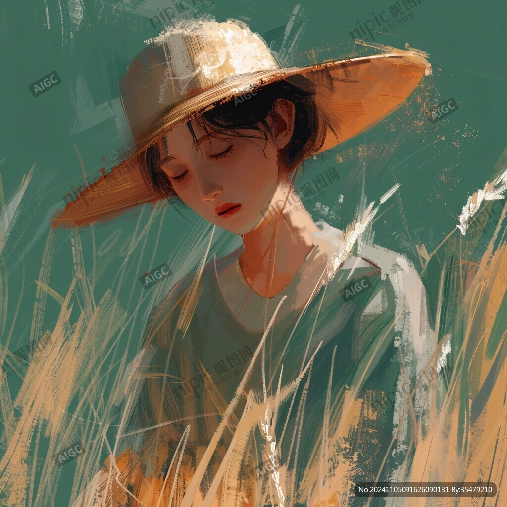 戴草帽少女