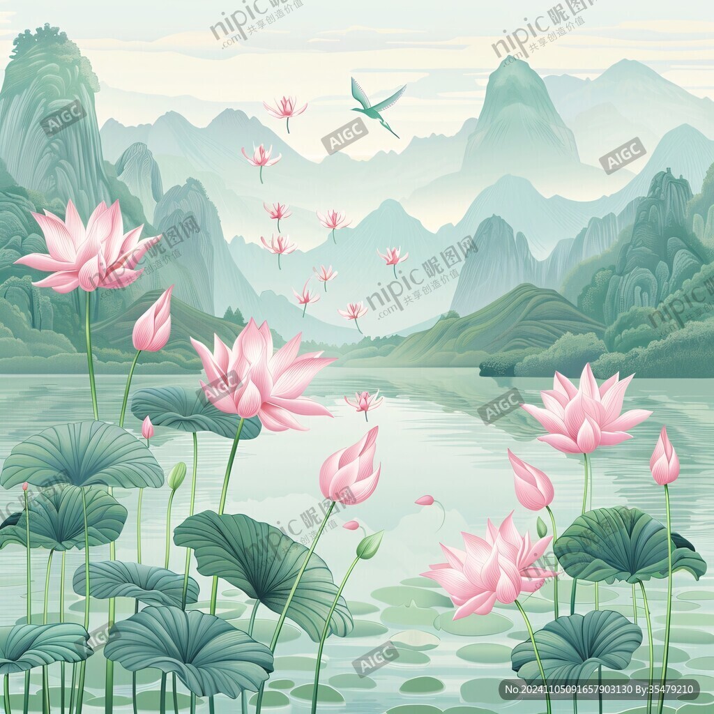 山水荷花