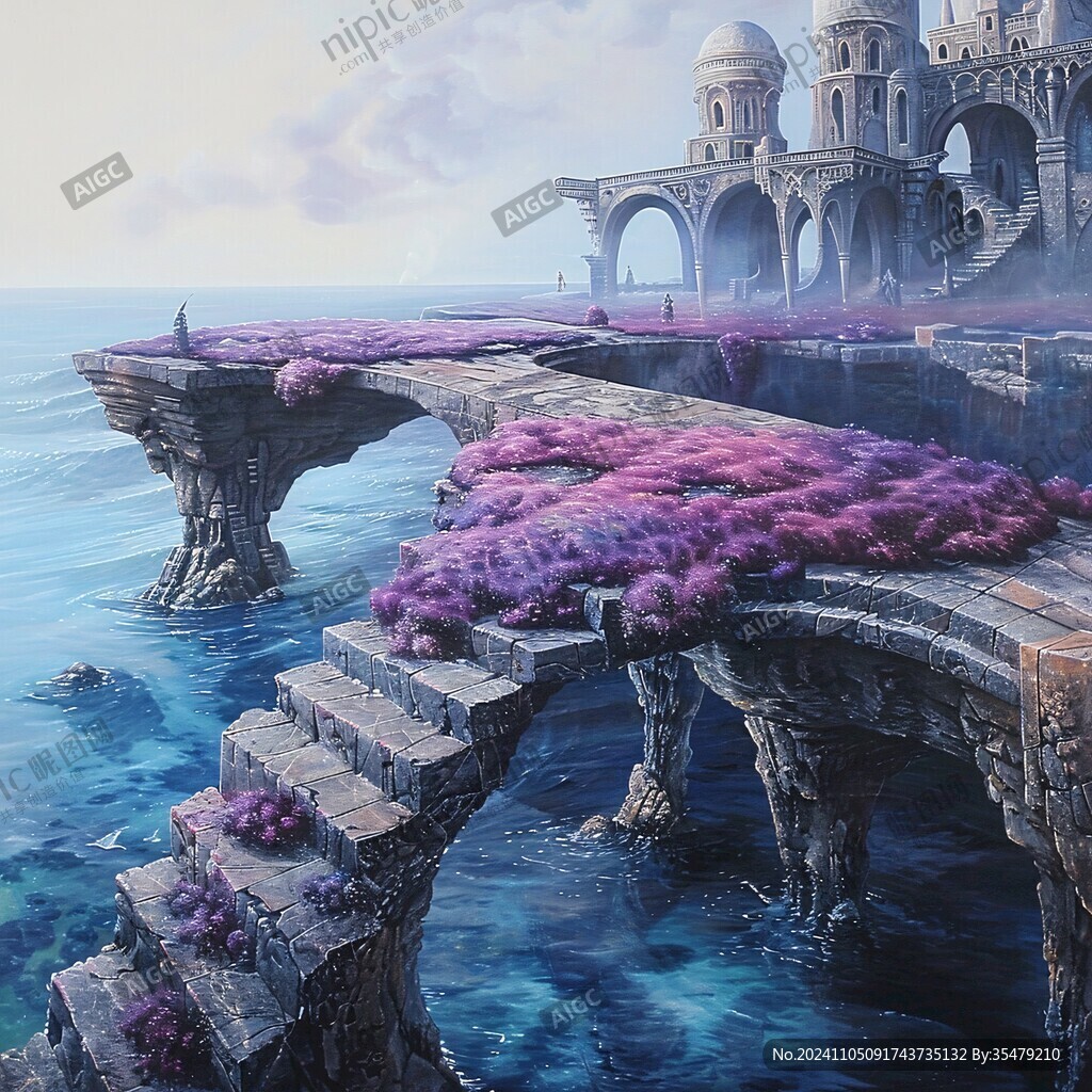 粉色超現(xiàn)實(shí)主義奇幻景觀漂浮城堡