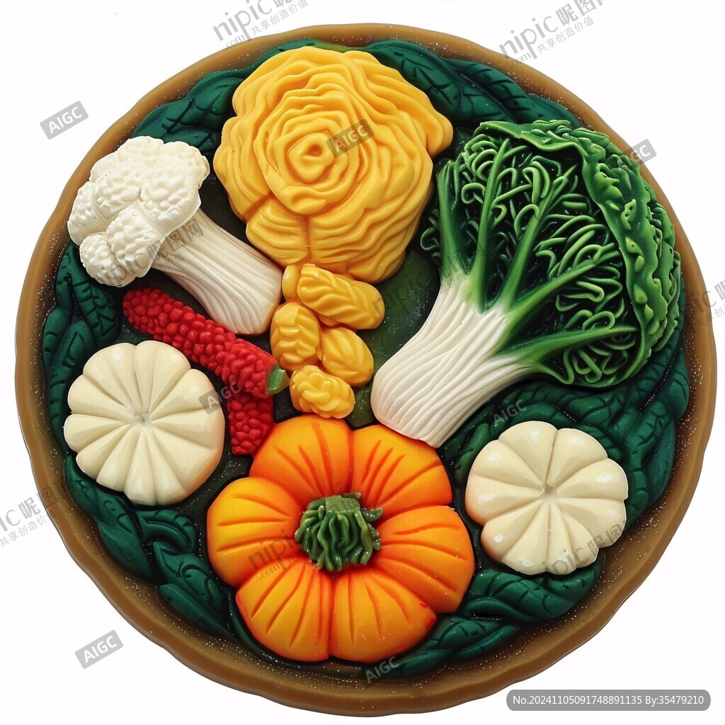 國潮蔬菜食材插畫