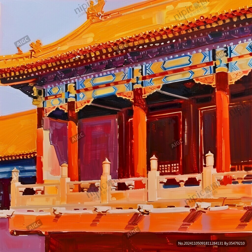 樓角故宮插畫
