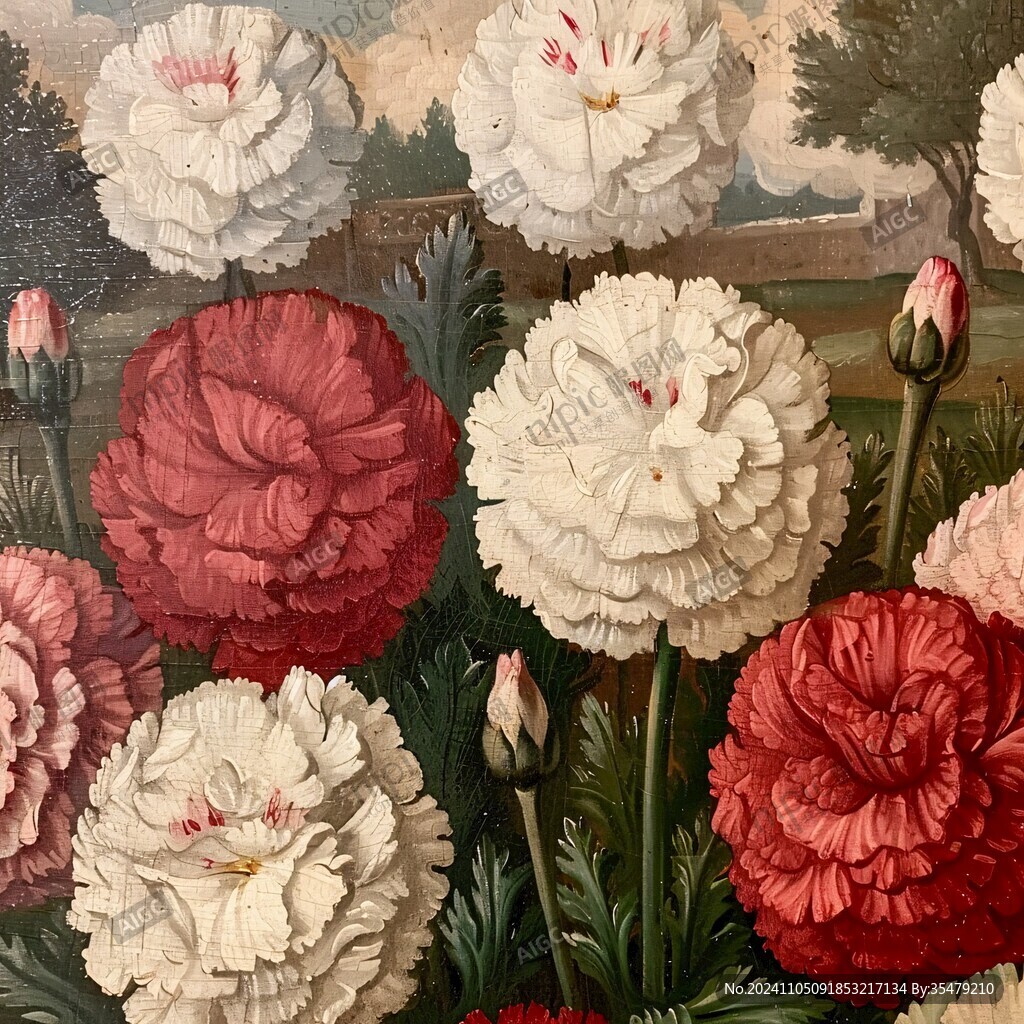 高清插畫宮廷靜物花卉