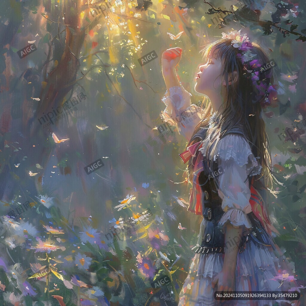 唯美意境少女插畫