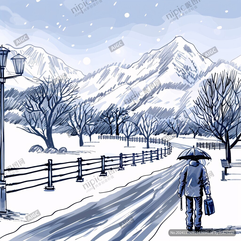 賞雪景的人