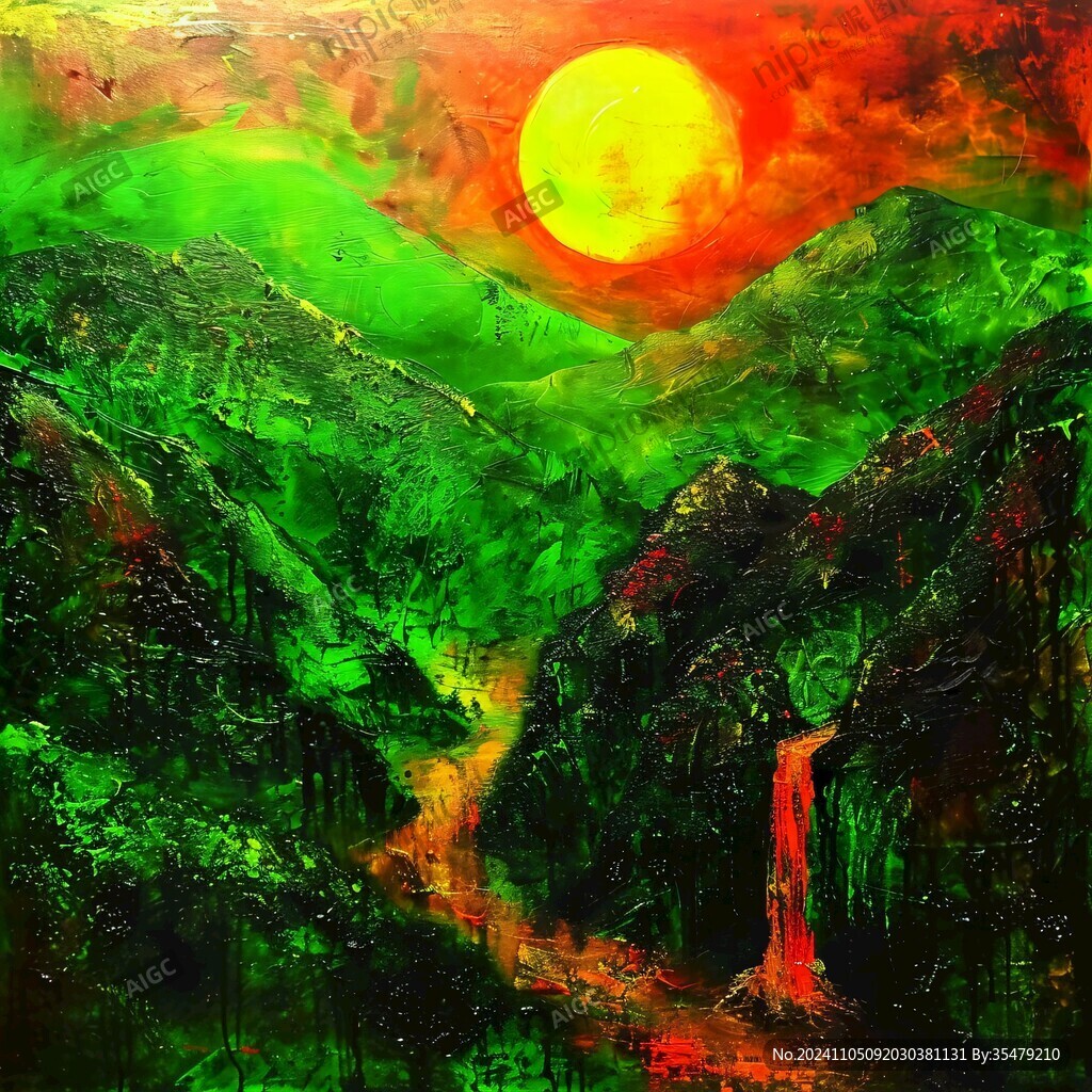 禪意油畫山水
