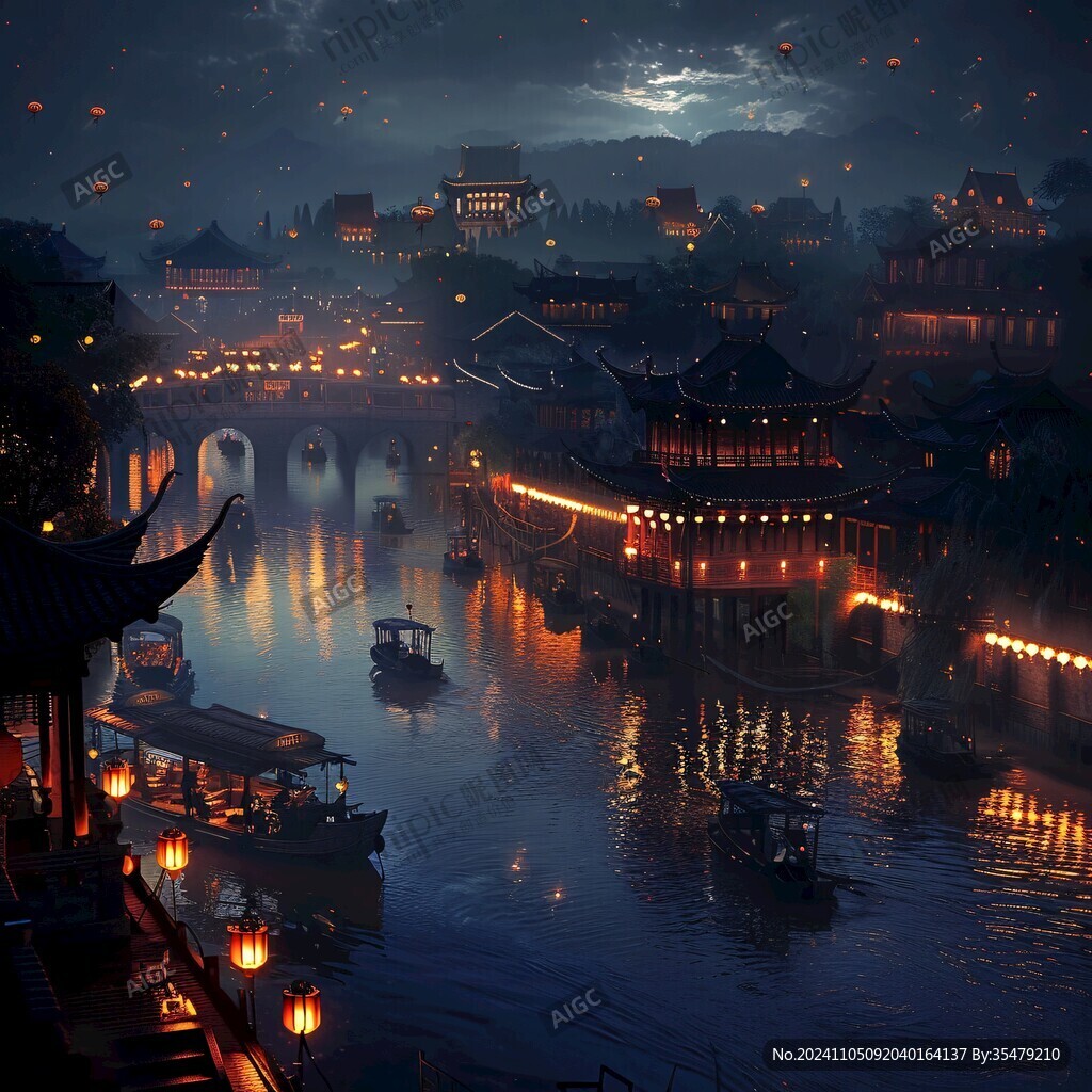 古鎮(zhèn)玄幻夜景