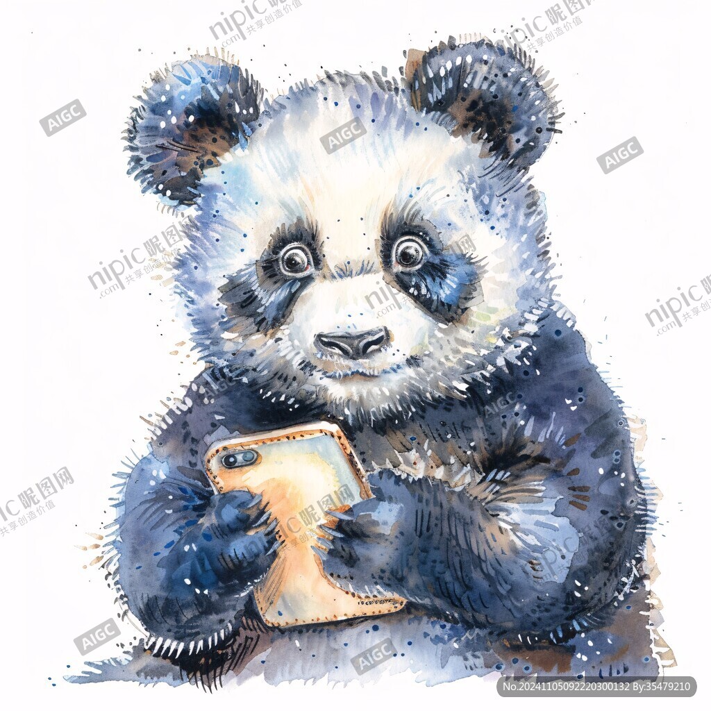 水彩小熊貓