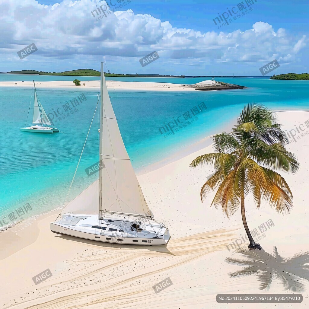 海灘大海帆船
