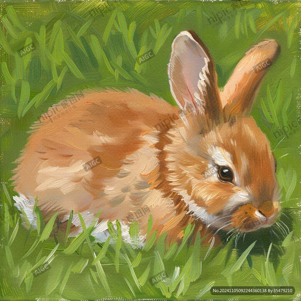 手繪草地兔子插畫
