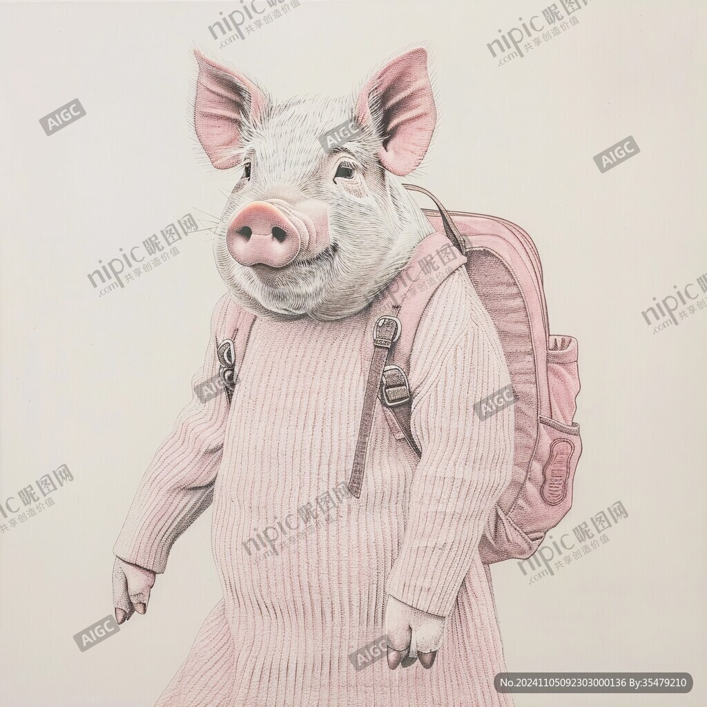 時(shí)尚小豬插畫