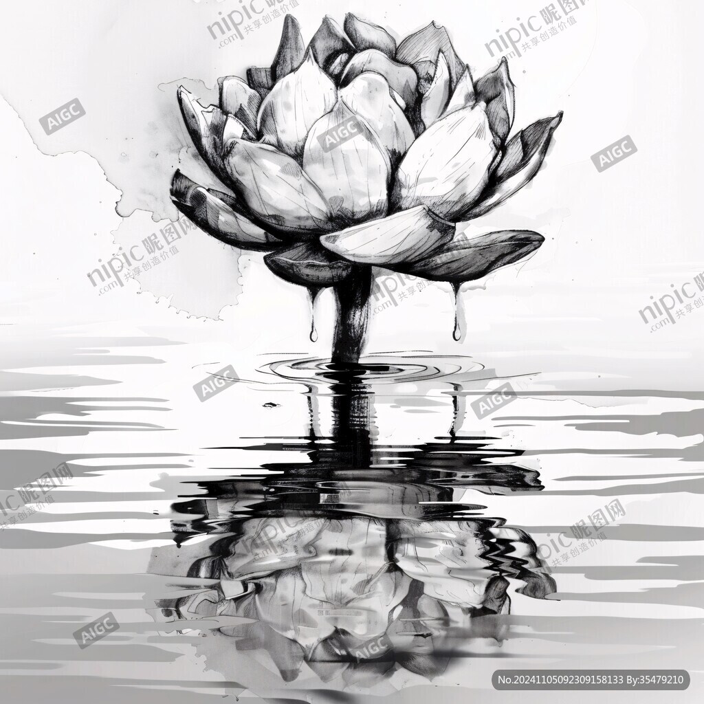 水墨蓮
