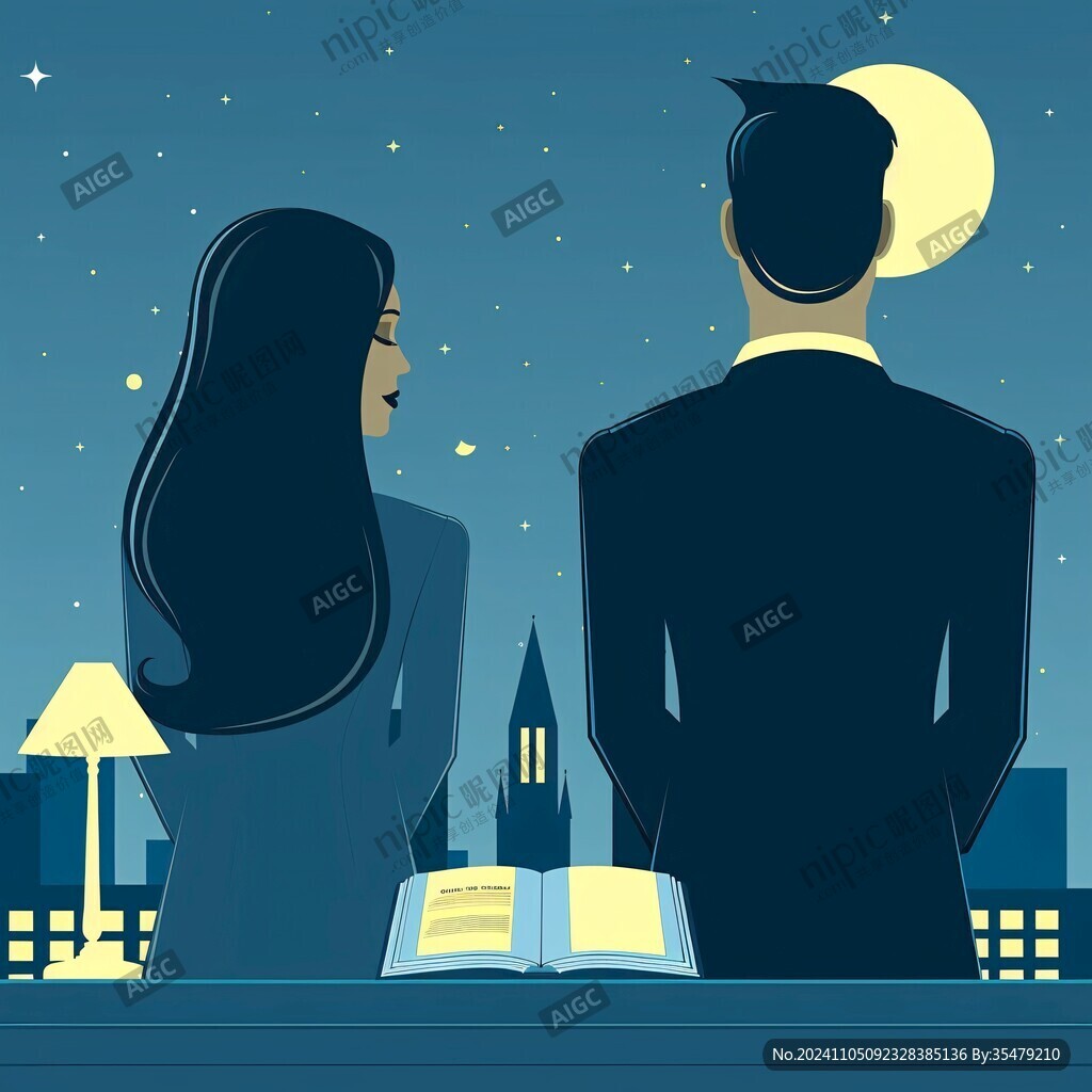 觀夜景的一對戀人