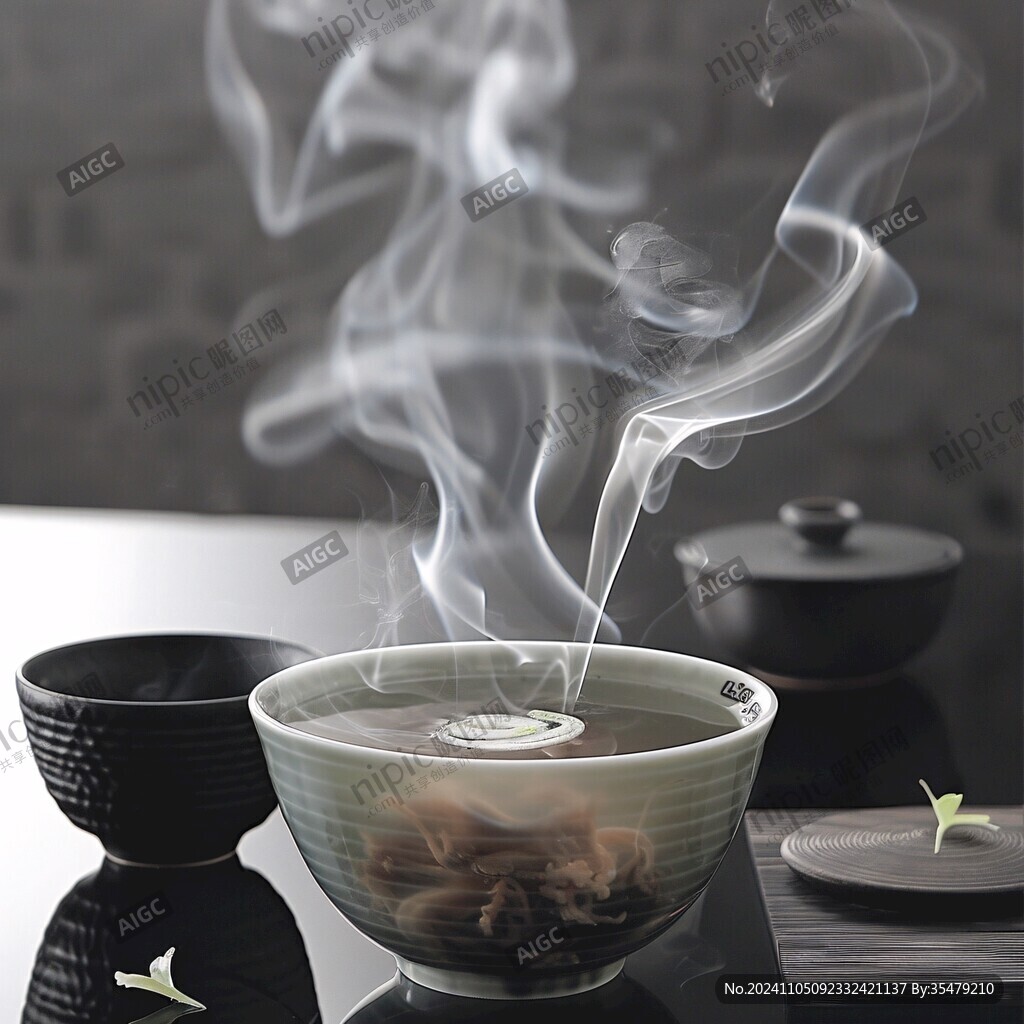 熱氣騰騰的茶葉