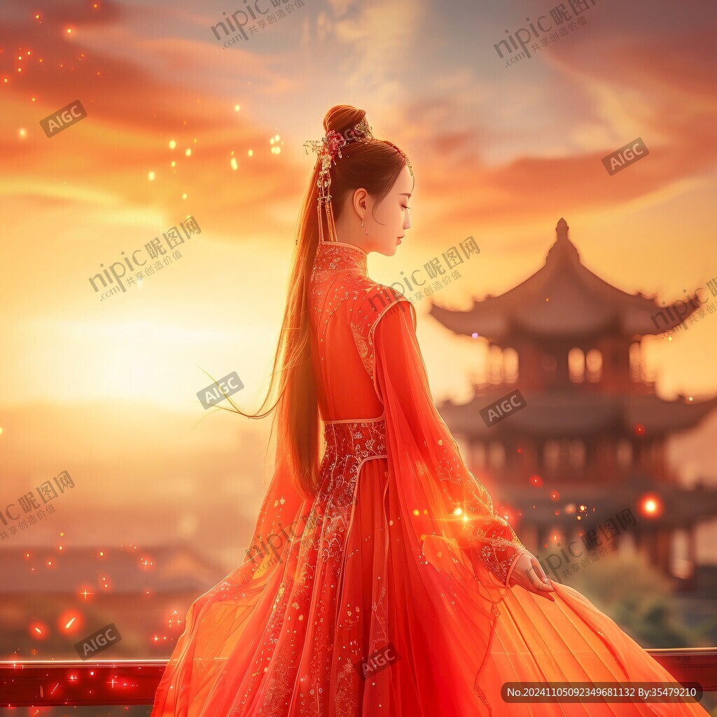 紅衣少女設計古風