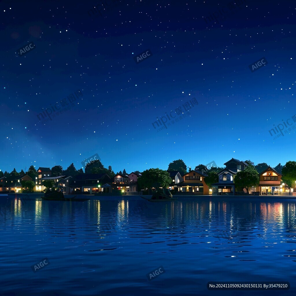 江邊別墅夜景