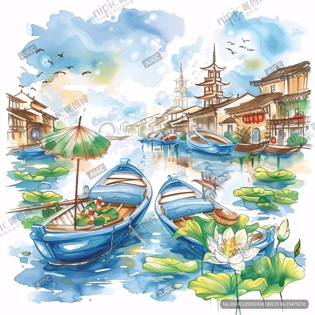 七寶古鎮插畫