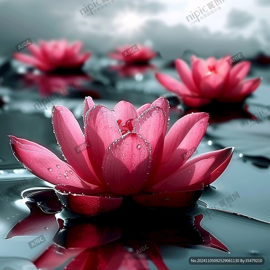 唯美蓮花倒影
