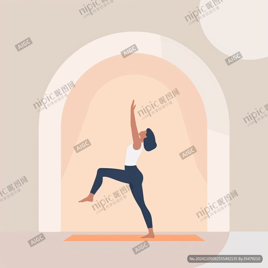 瑜伽扁平插畫